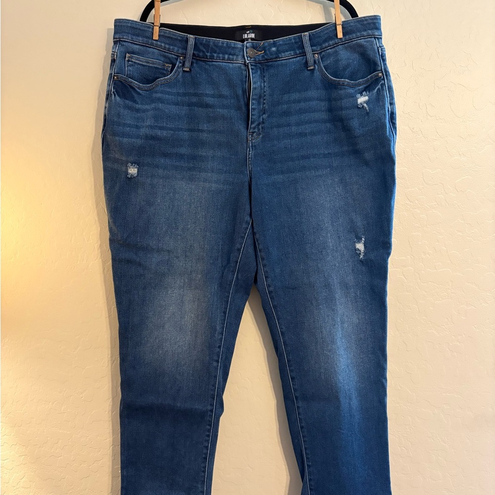 LuLaRoe Women's Blue Straight Leg Jeans with Light Distressing